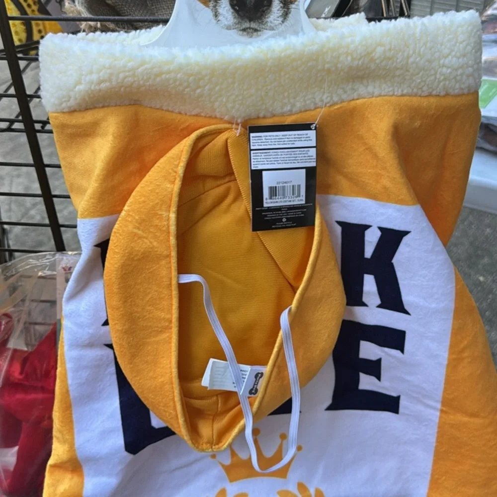 Bark Lite Dog Hoodie in Yellow and White Halloween Costume for dogs 2X
